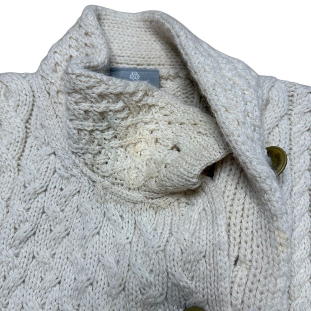 Aran Woollen Mills Super Soft Merino 3 Button Sweater Ivory Medium - Picture 5 of 9